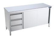 mesa central gama 600 con puertas correderas y cajones distform