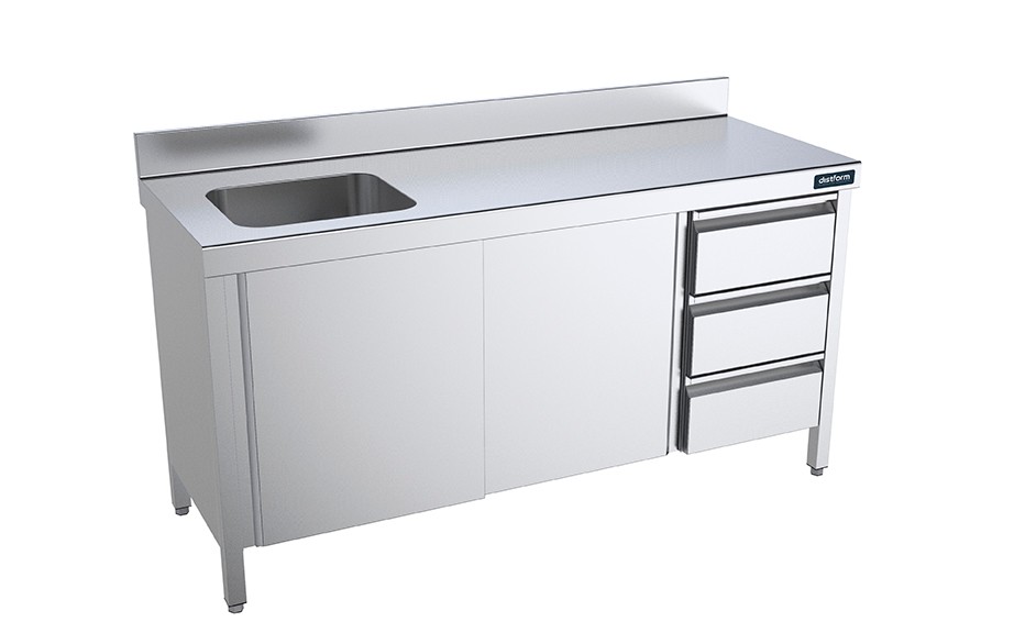 mesa mural gama 700 con puertas cajones y cubeta distform