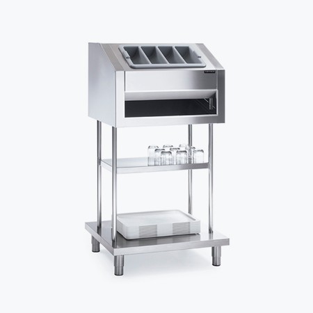 mueble self service bandejas cubiertos tolva de pan distform