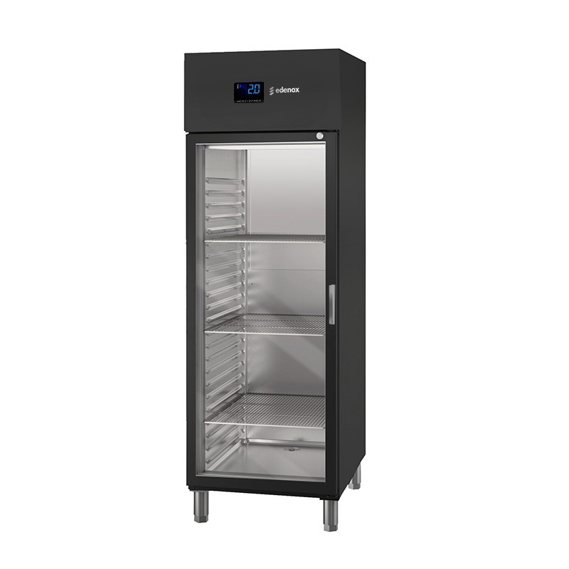 ARMARIO REFRIGERADO CON PUERTAS CRISTAL COLOR NEGRO SERIE GN 2/1 