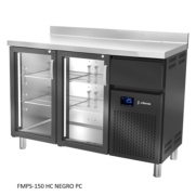 MESA REFRIGERADA SERIE 600 FRENTE MOSTRADOR CON PUERTAS DE CRISTAL COLOR NEGRO