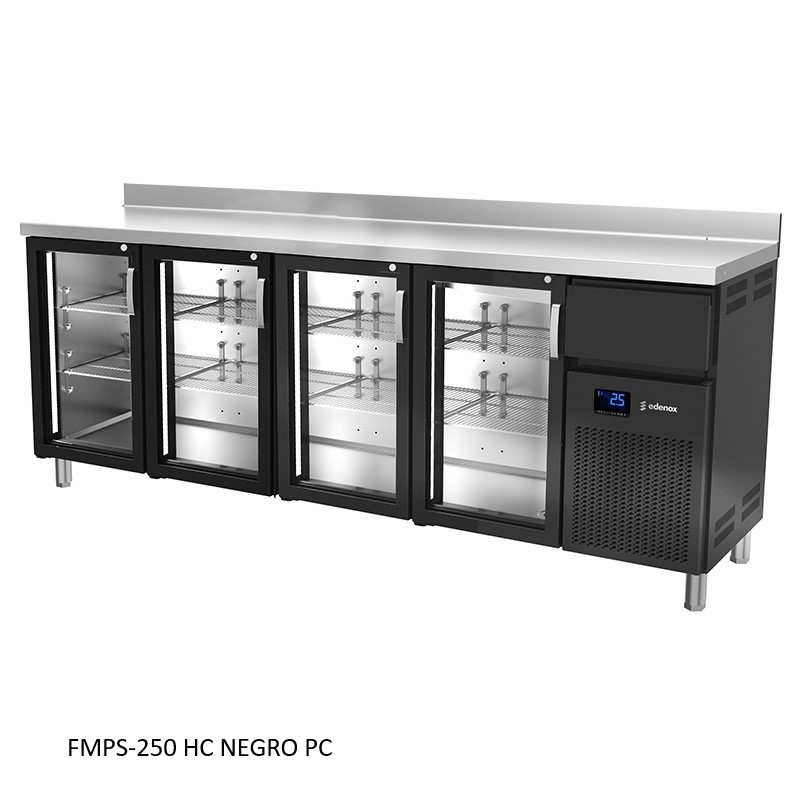 MESA REFRIGERADA SERIE 600 FRENTE MOSTRADOR CON PUERTAS DE CRISTAL COLOR NEGRO 2