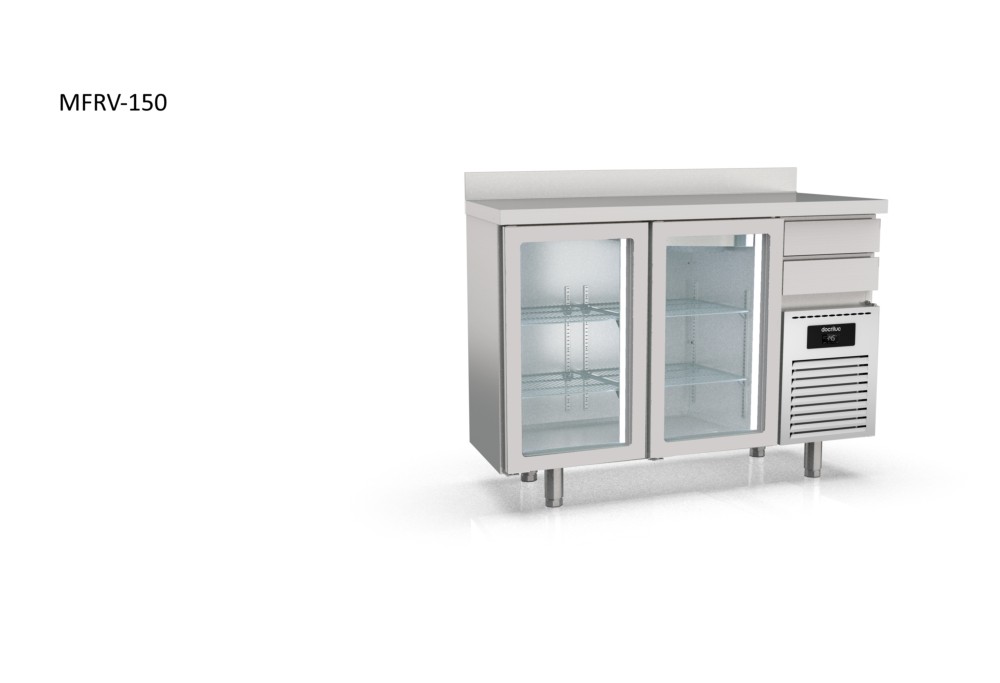 mesa refrigerada snack frente mostrador puertas cristal docriluc