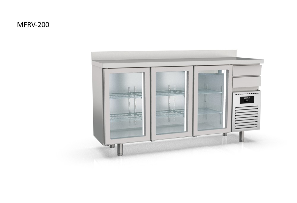 mesa refrigerada snack frente mostrador puertas cristal docriluc 1