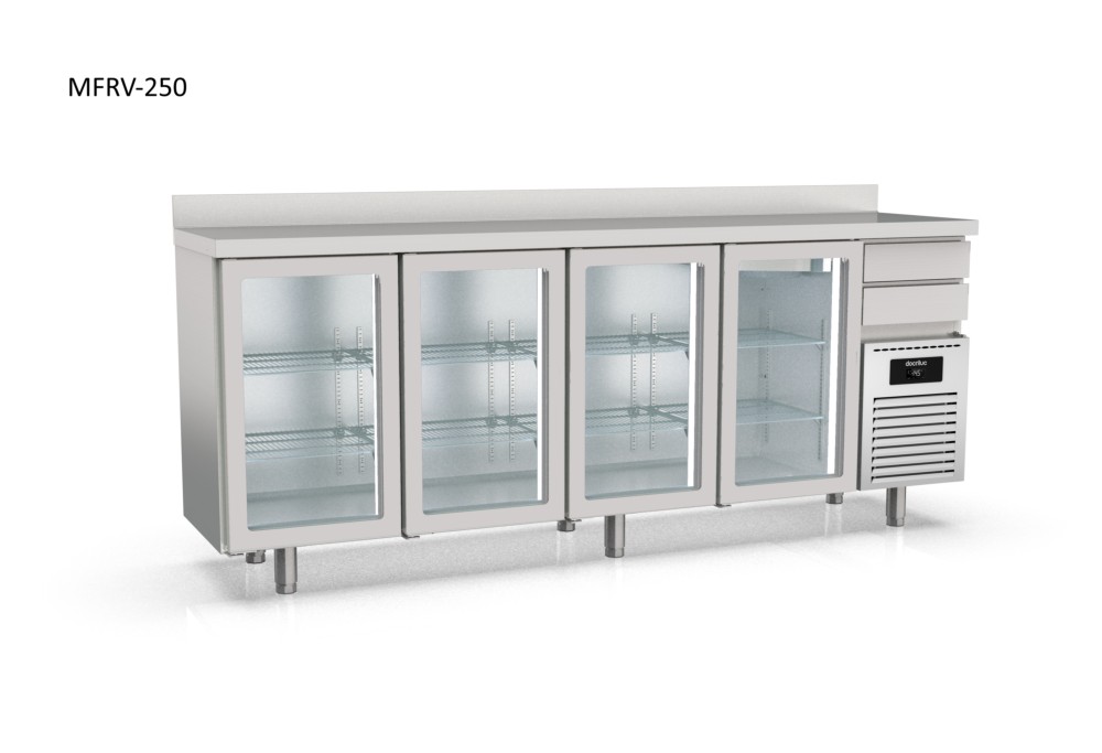 mesa refrigerada snack frente mostrador puertas cristal docriluc 2