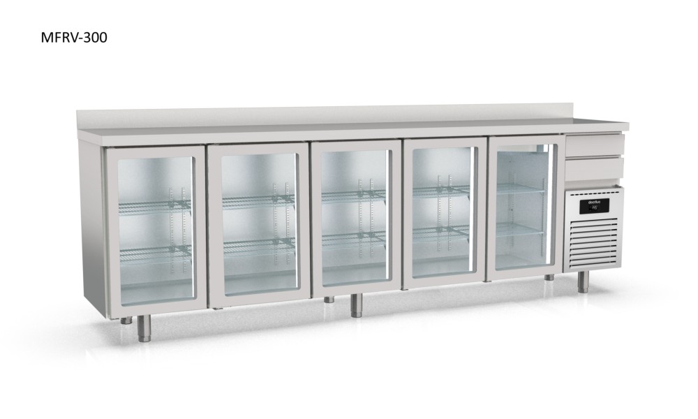 mesa refrigerada snack frente mostrador puertas cristal docriluc 3