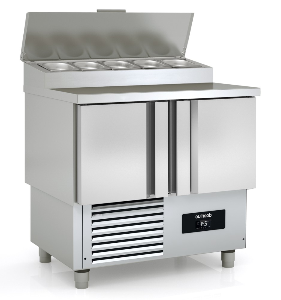 mesa refrigerada gastronorm 1/1 compacta con expositor de ingredientes docriluc