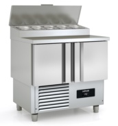 mesa refrigerada gastronorm 1/1 compacta con expositor de ingredientes docriluc