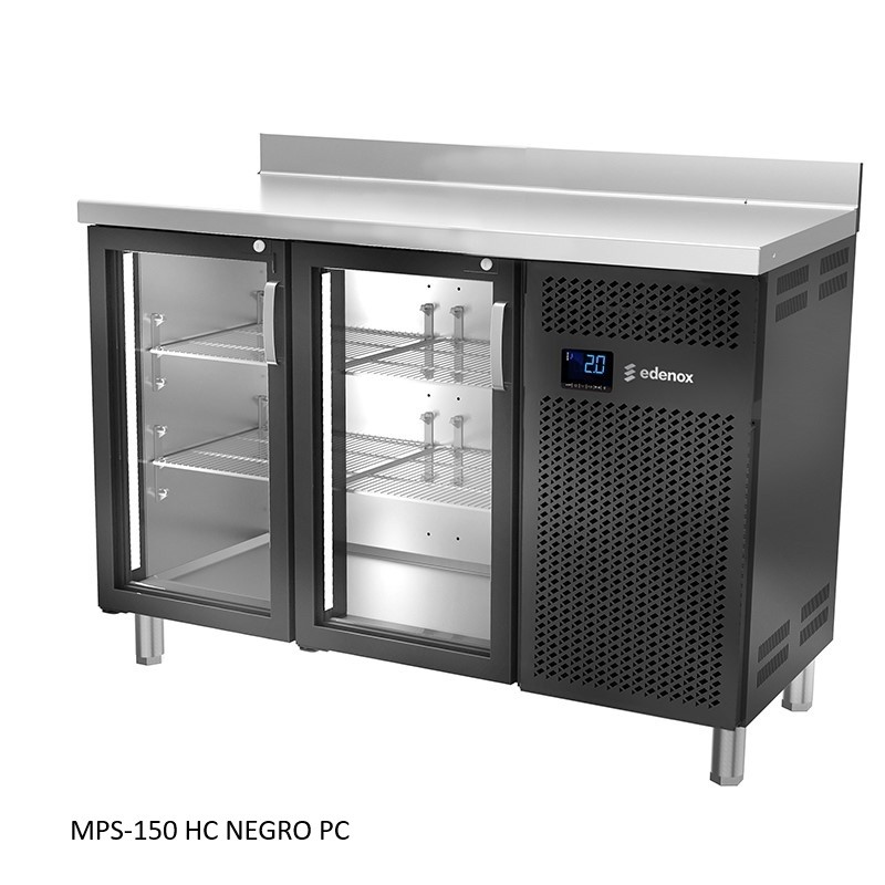 MESA REFRIGERADA SERIE 600 CON PUERTAS DE CRISTAL COLOR NEGRO