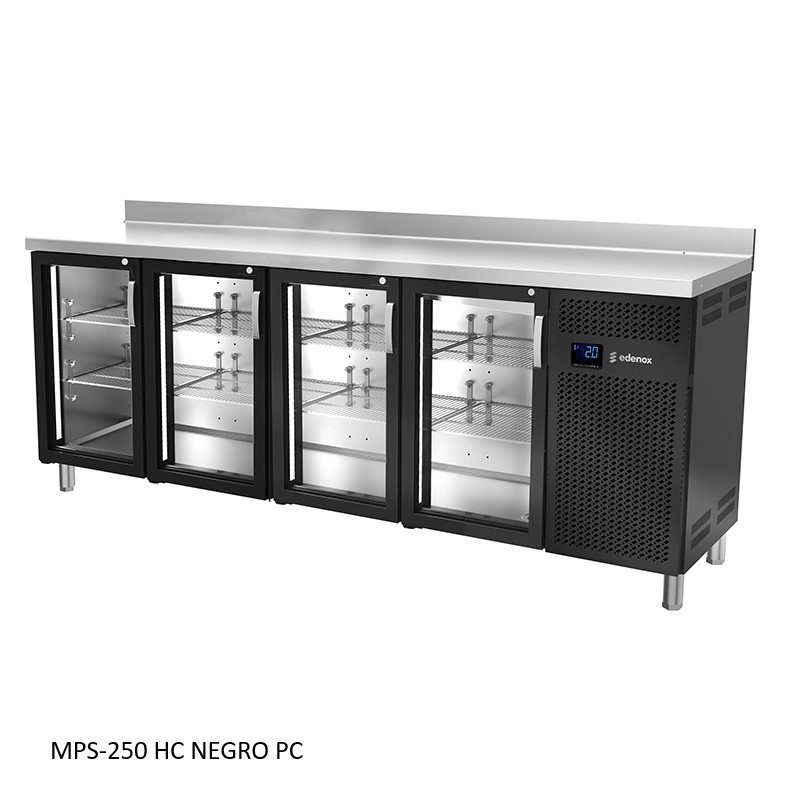 MESA REFRIGERADA SERIE 600 CON PUERTAS DE CRISTAL COLOR NEGRO 2