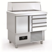 mesas refrigeradas gastronorm 1/1 compacta con expositor de ingredientes ensaladas docriluc