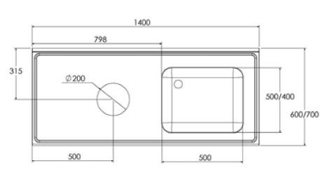 FREGADERO GAMA 700 CON ARO DE DESBARAZADO