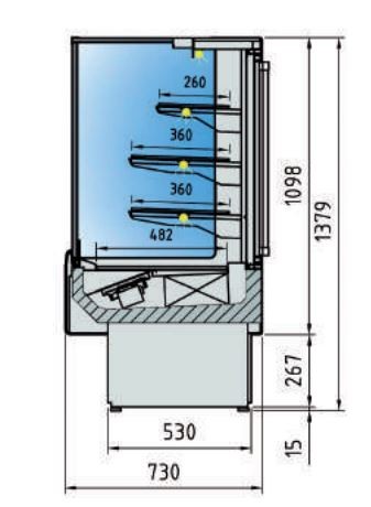 Vitrina Expositora Refrigerada sin Cristal Frontal Docriluc Largo 912 mm